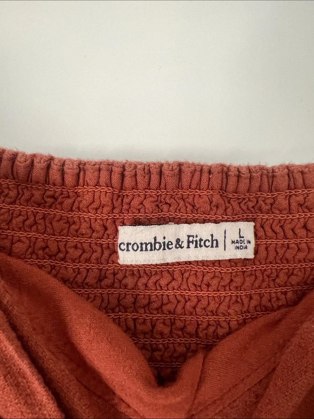 Abercrombie & Fitch Pleated Square-Neck Top in Rust